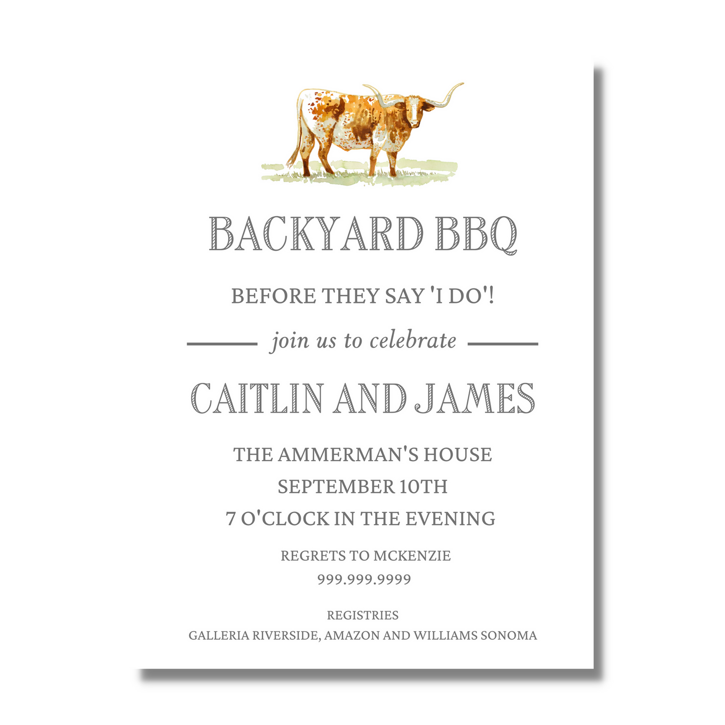 Longhorn - Bridal Shower Invite