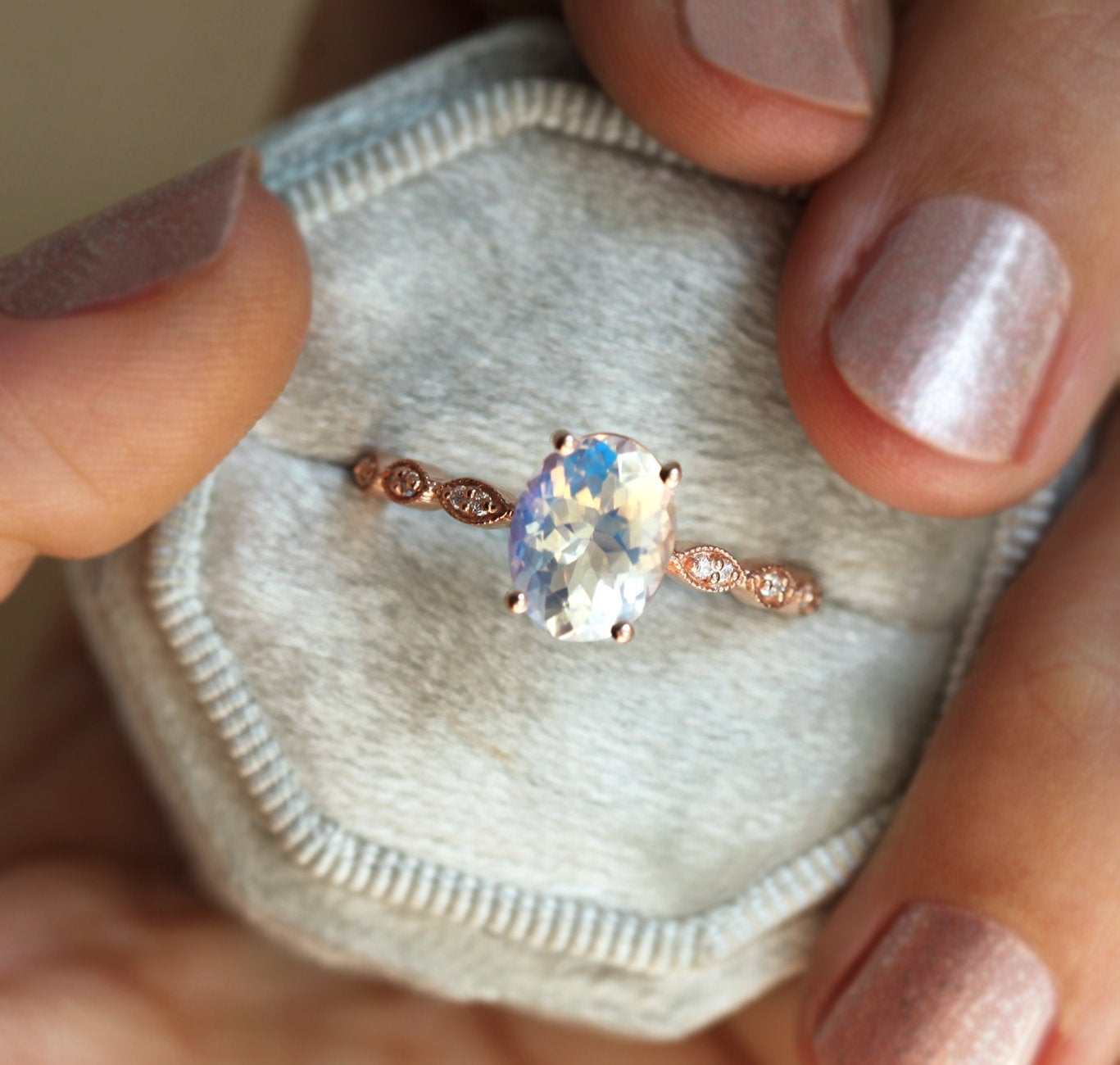 Lorna Vintage Oval Moonstone Ring
