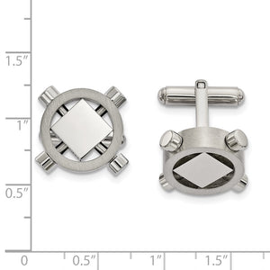 Stainless Steel Brushed & Polished Geometric Cuff Links, 21mm