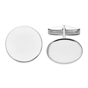 14K Yellow or White Gold Polished Round Disc Cuff Links, 20mm