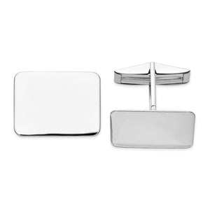 14K Yellow or White Gold Polished Rectangular Cuff Links, 19 x 14mm