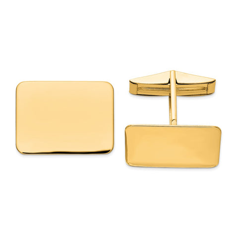 14K Yellow or White Gold Polished Rectangular Cuff Links, 19 x 14mm