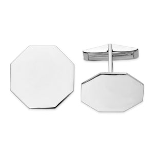 14K Yellow or White Gold Polished Octagonal Cuff Links, 20mm