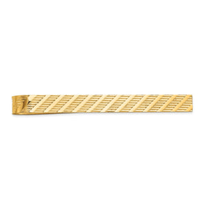 14K Yellow Gold Textured Tie Bar, 50mm