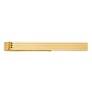 14K Yellow Gold Grooved Striped Tie Bar, 50mm
