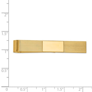 14K Yellow Gold Striped & Polished Tie Bar, 50mm