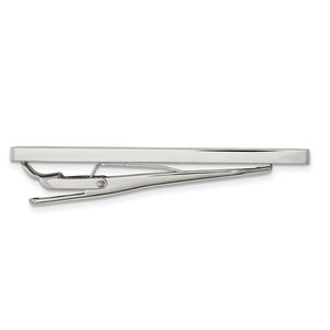 Stainless Steel & Black Rubber Brushed Tie Bar Clip, 9 x 59mm