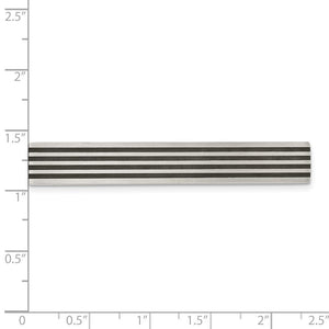 Stainless Steel & Black Rubber Brushed Tie Bar Clip, 9 x 59mm