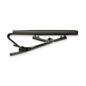 Gun Metal Plated Stainless Steel & Carbon Fiber Tie Bar Clip, 6 x 55mm