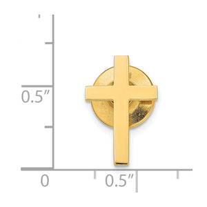14K Yellow Gold Medium Cross Lapel or Tie Pin, 11 x 17mm