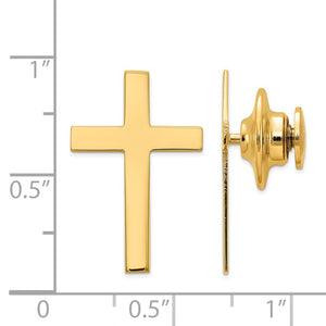 14K Yellow Gold Large Cross Lapel or Tie Pin, 14 x 22mm