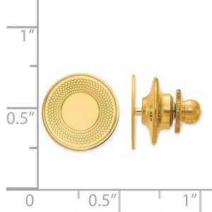14K Yellow Gold Textured Round Disc Lapel or Tie Pin, 12mm
