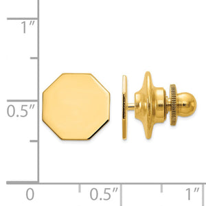 14K Yellow Gold Polished Octagon Lapel or Tie Pin, 11mm