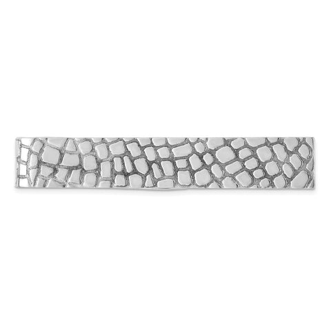 Rhodium Plated Sterling Silver Cobblestone Tie Bar, 8 x 51mm