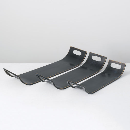 Gold-Trimmed Metal Tray Set/3