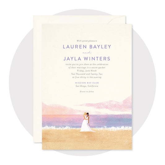 Sunset Beach Wedding Invitations - Digital