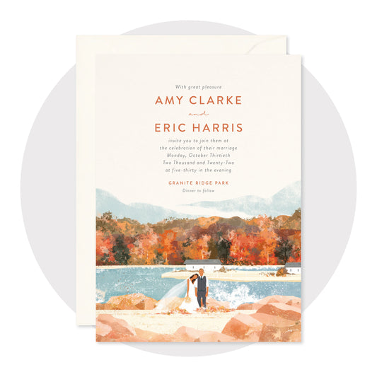 Fall Water Wedding Invitations - Digital