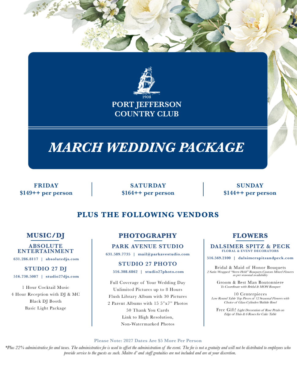 March 2026 Exclusive Country Club Wedding Pricing