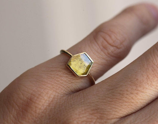 Marigold Diamond Slice Ring, Yellow Diamond Ring