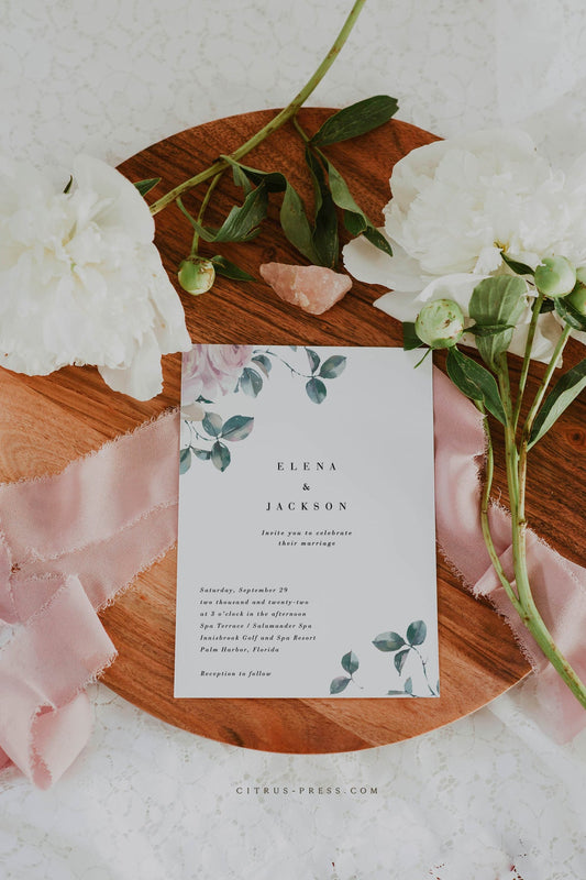 Romantic Floral Wedding Invitation | Elena