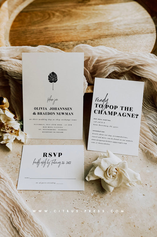 Minimal Tropical Wedding Invitation | Olivia