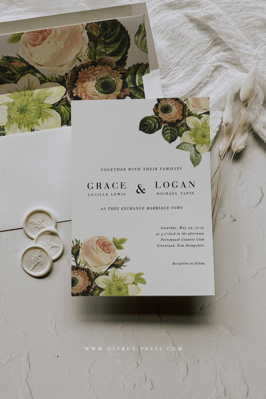 Modern Botanical Wedding Invitation | Grace