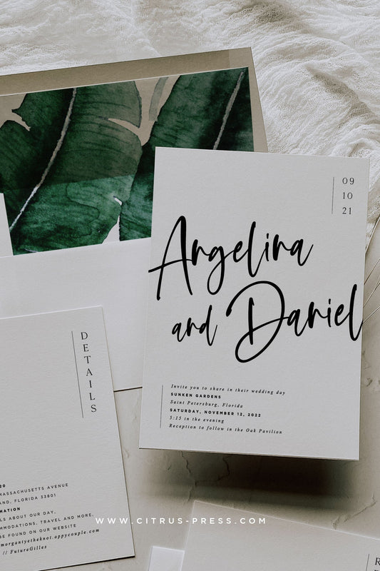 Minimal Destination Wedding Invitation | Angelina