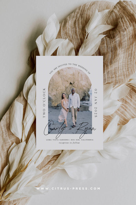 Modern Arch Photo Wedding Invitation | Carly