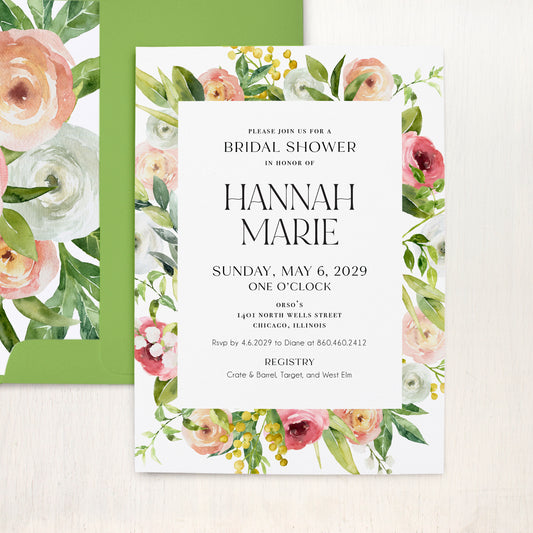 Modern Floral Bridal Shower Invitations