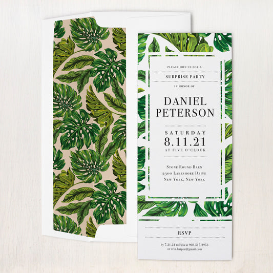 Monstera Leaf Surprise Party Invitations