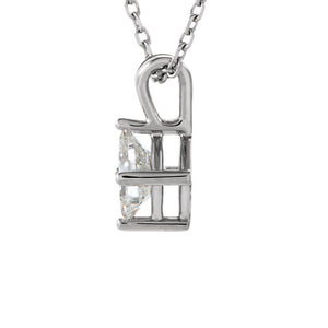 3/8 Ct Princess Diamond Solitaire Necklace in 14k White Gold, 18 Inch