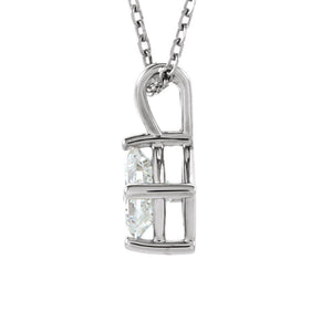 1/2 Ct Princess Diamond Solitaire Necklace in 14k White Gold, 18 Inch