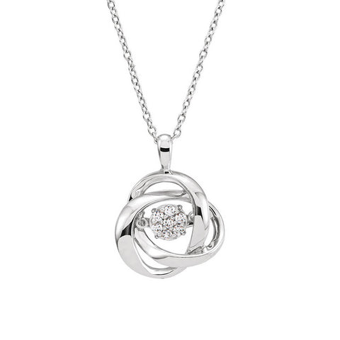 1/10 Cttw Diamond Knot Necklace in Sterling Silver, 18 Inch