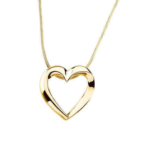 2Heart Slide & Snake Chain Necklace in 14k Yellow Gold, 18 Inch