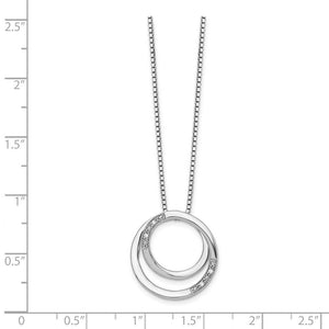 Diamond Double Circle Necklace in Rhodium Plated Silver, 18-20 Inch