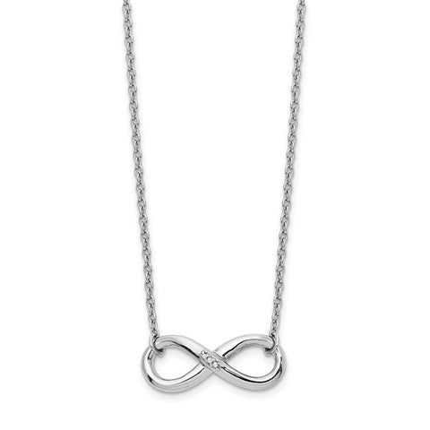 Infinity Diamond Accent Necklace, Rhodium Sterling Silver, 18 Inch