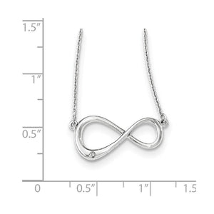 Diamond Accent Infinity Necklace in Rhodium Plated Silver, 16 Inch
