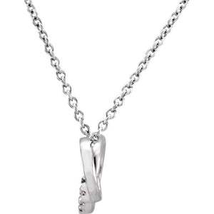.06 Ctw Diamond Double Circle Necklace in 14k White Gold, 18 Inch