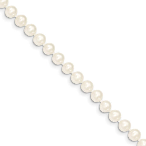 5-6mm, White FW Cultured Pearl & 14k Yellow Gold Clasp Necklace