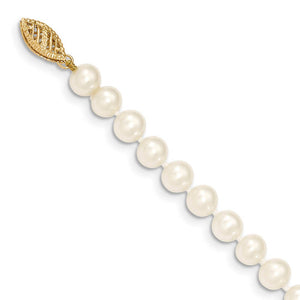 6-7mm, White FW Cultured Pearl & 14k Yellow Gold Clasp Necklace