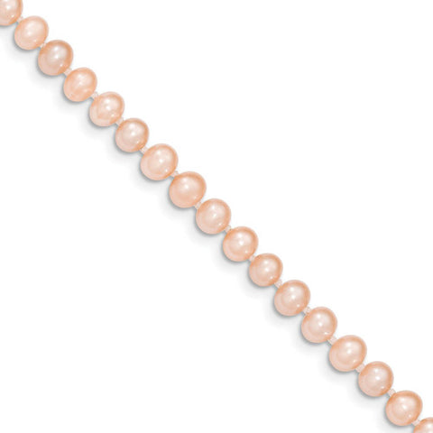 5-6mm, Pink FW Cultured Pearl & 14k Yellow Gold Clasp Necklace