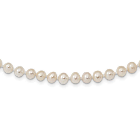 5-6mm, White FW Cultured Pearl & Sterling Silver Clasp Necklace
