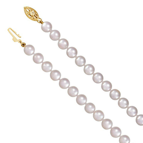 6-6.Akoya Cultured White Pearl & 14k Yellow Gold Necklace (AA)