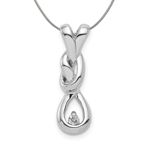 Diamond Knotted Loop Pendant in Sterling Silver Necklace
