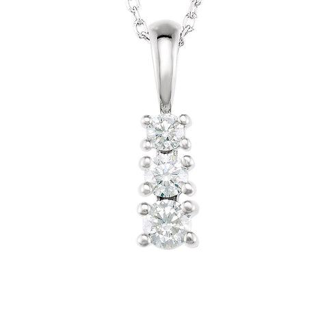 14k White Gold & Diamond 3-Stone Journey Necklace, 18 Inch
