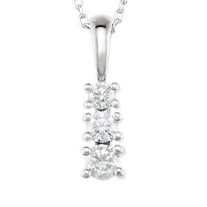14k White Gold & Diamond 3-Stone Journey Necklace, 18 Inch