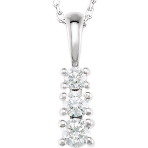 14k White Gold & Diamond 3-Stone Journey Necklace, 18 Inch
