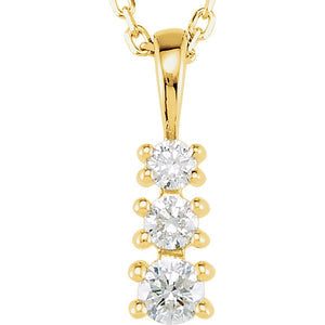 14k Yellow Gold & Diamond 3-Stone Journey Necklace, 18 Inch