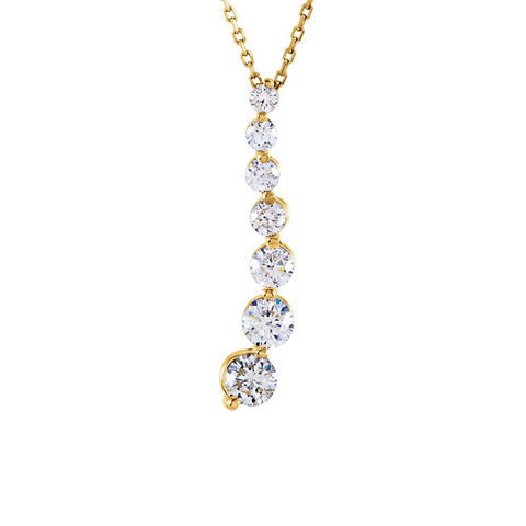 14k Yellow Gold & Diamond 7-Stone Journey Necklace, 18 Inch