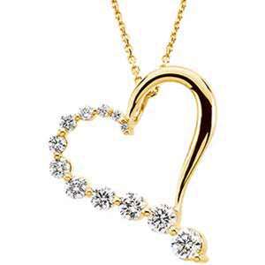 14k White or Yellow Gold 1 Ctw Diamond Journey Heart Necklace, 18 Inch